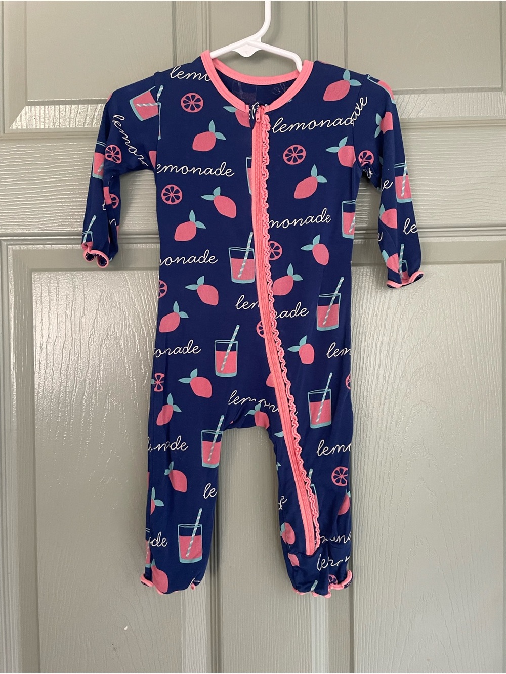 Bamboo Kickee Pants Navy Pink Lemonade Zip One-Piece Sleeper Size 3-6 months